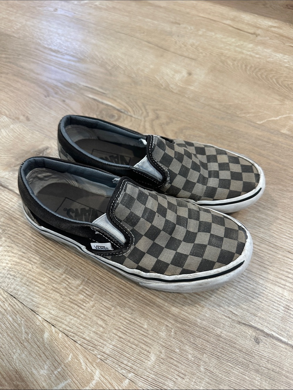 Vans Slip-On Checkerboard Sneakers - Black & Gray